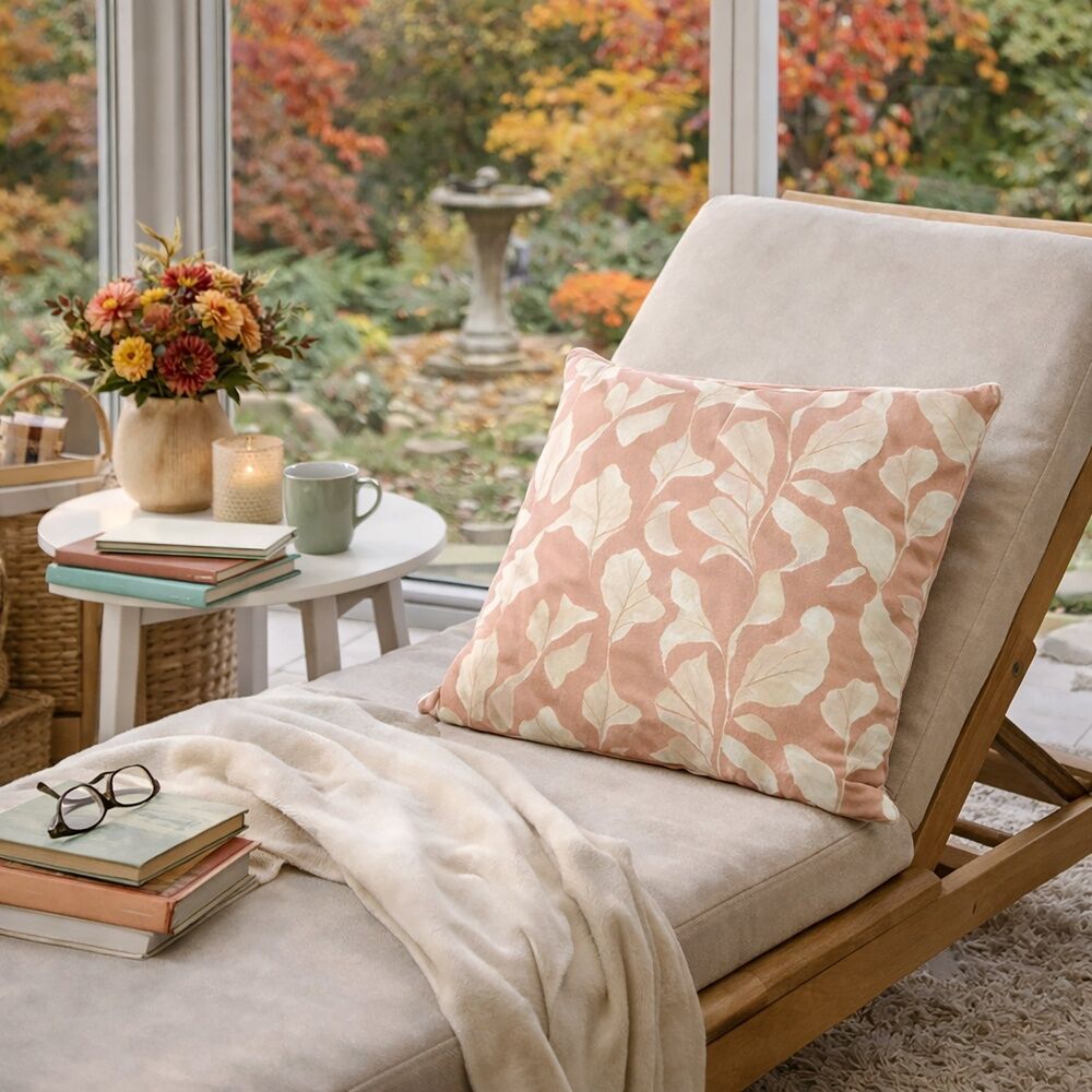 Urban Style Cushion Decorative Throw Pillow Terracotta Leaves 45x45cm