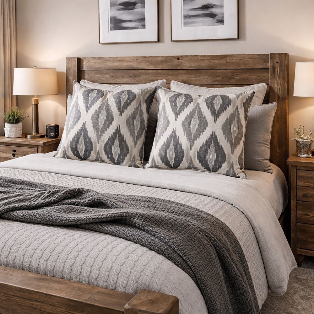 Urban Style Lounge Cushion Decorative Rustic Diamonds Black/Grey 45x45cm