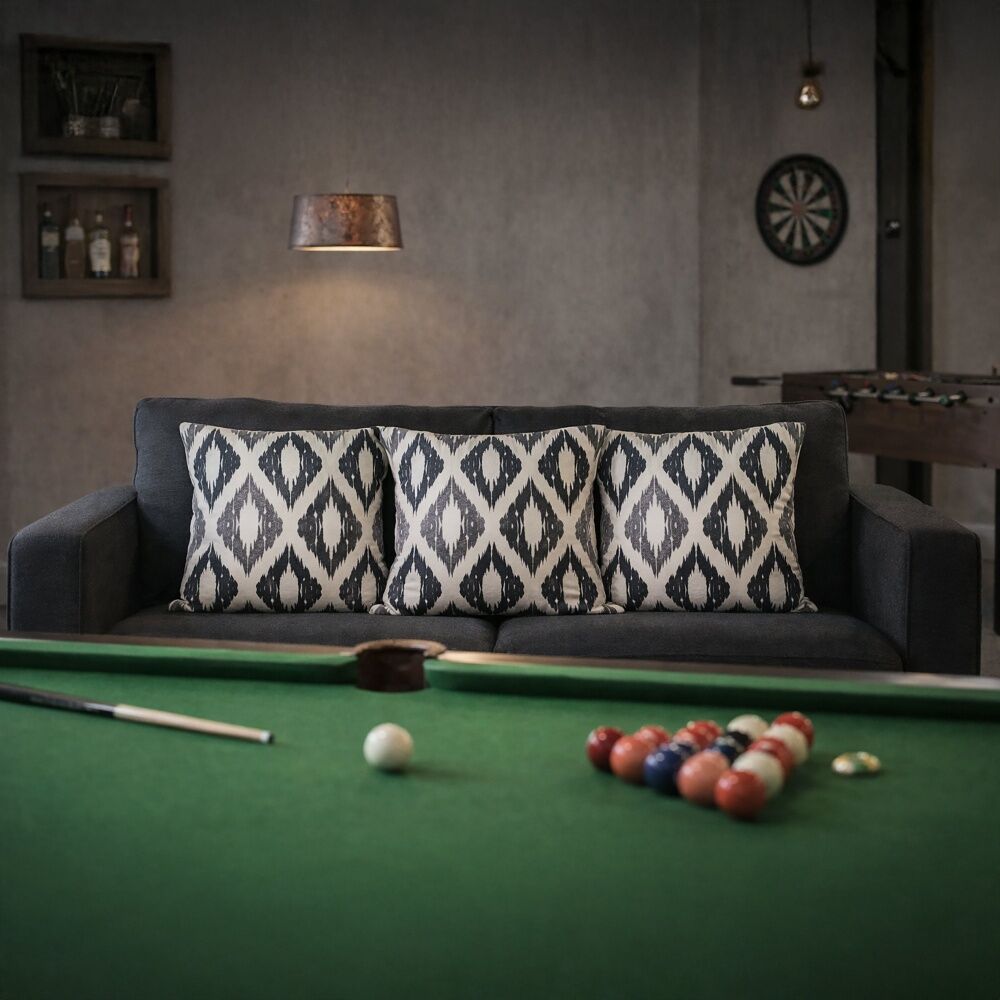 Urban Style Lounge Cushion Decorative Rustic Diamonds Black/Grey 45x45cm