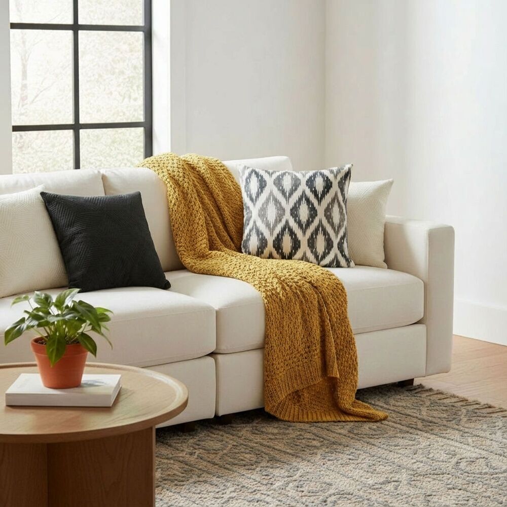 Urban Style Lounge Cushion Decorative Rustic Diamonds Black/Grey 45x45cm