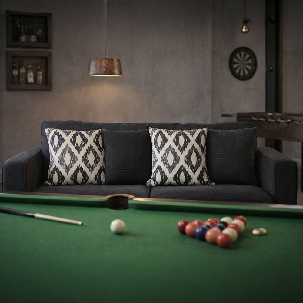 Urban Style Lounge Cushion Decorative Rustic Diamonds Black/Grey 45x45cm