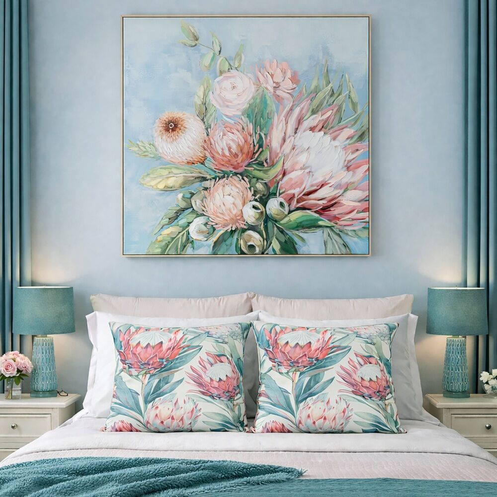 Urban Style Cushion Floral Throw Pillow Bold Protea Print 45x45cm