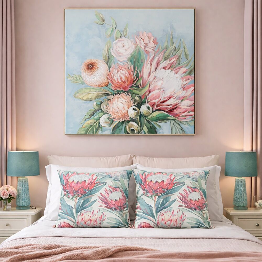 Urban Style Cushion Floral Throw Pillow Bold Protea Print 45x45cm