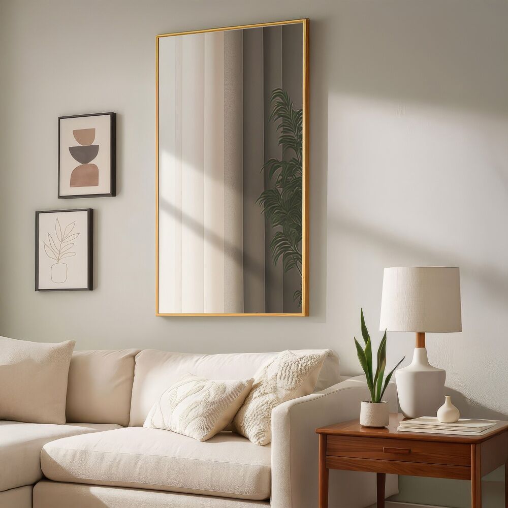 Urban Style Reflections Rectangular Mirror Timeless Home Decor Gold 90cm