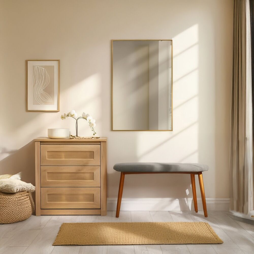 Urban Style Reflections Rectangular Mirror Timeless Home Decor Gold 90cm