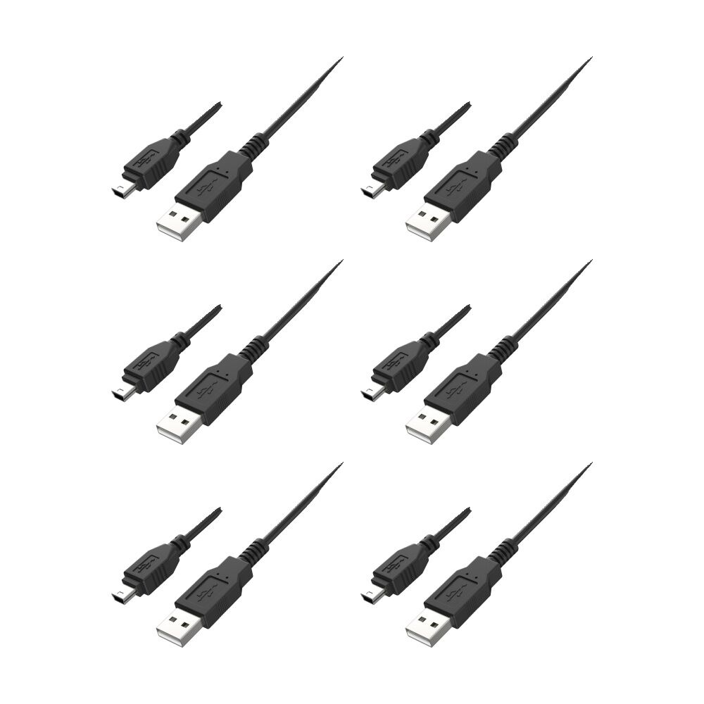 6PK Comsol Type-A-Male to Mini Type-B-Male USB 2.0 Peripheral Cable 2M Black