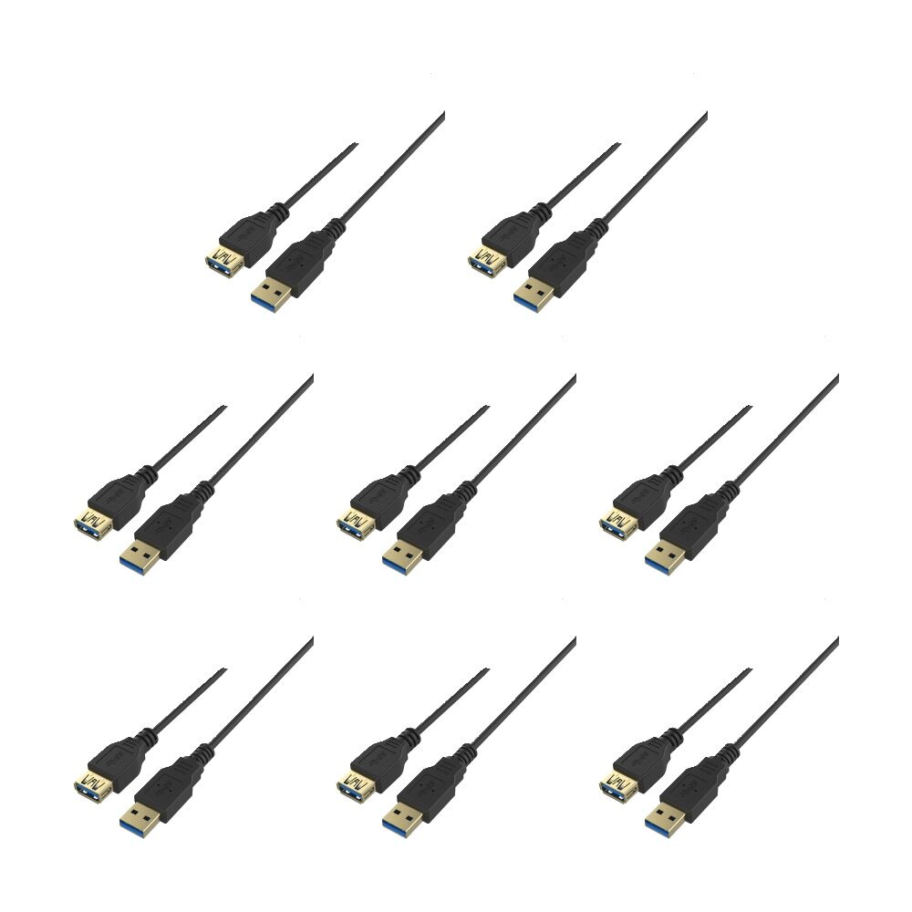 8PK Comsol Type-A-Male to Type-A-Female USB 3.0 SuperSpeed Extension Cable 1M Bk