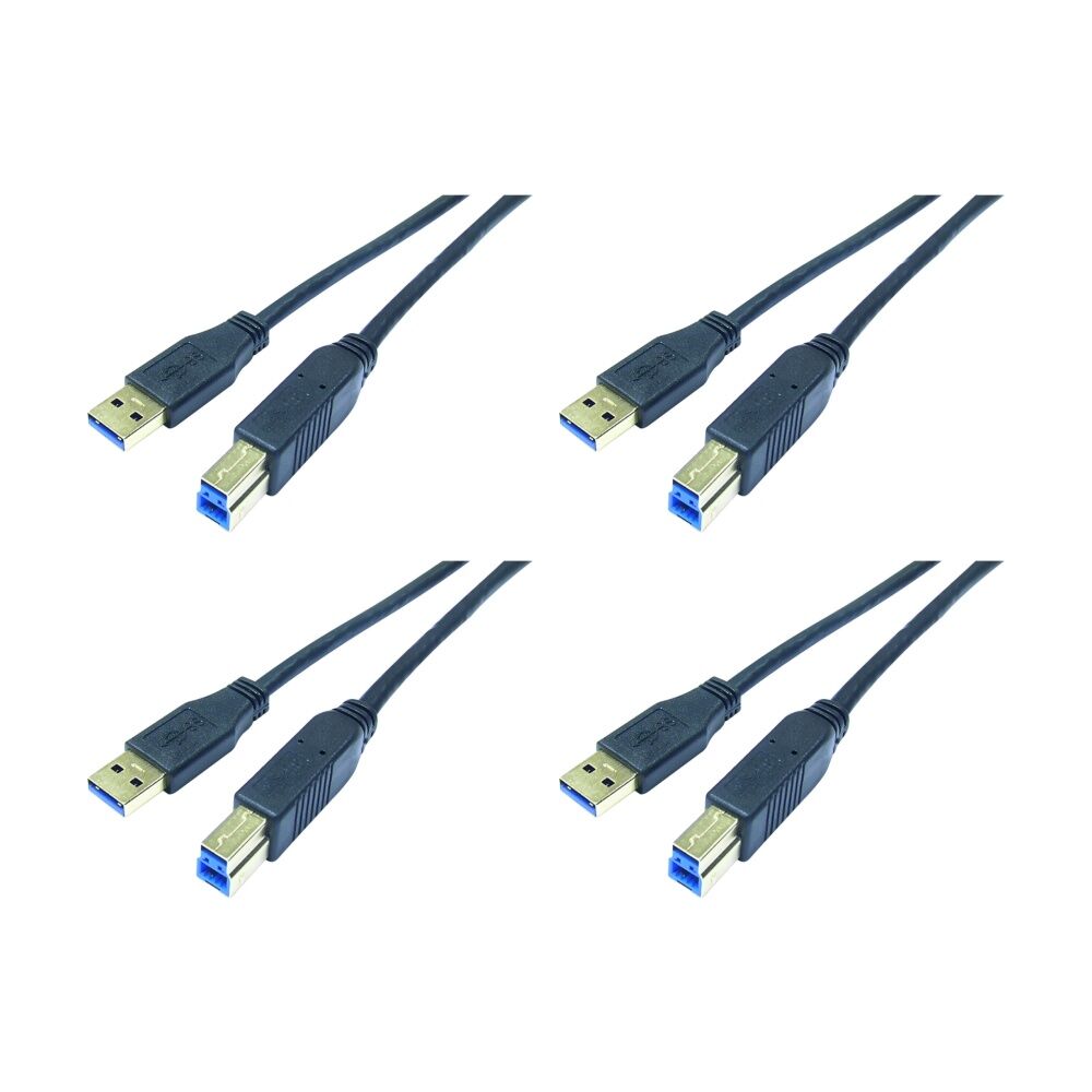 4PK Comsol Type-A-Male to Type-B-Male USB 3.0 SuperSpeed Peripheral Cable 1M BL
