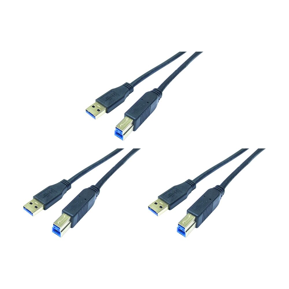 3PK Comsol Type-A-Male to Type-B-Male USB 3.0 SuperSpeed Peripheral Cable 2M BL