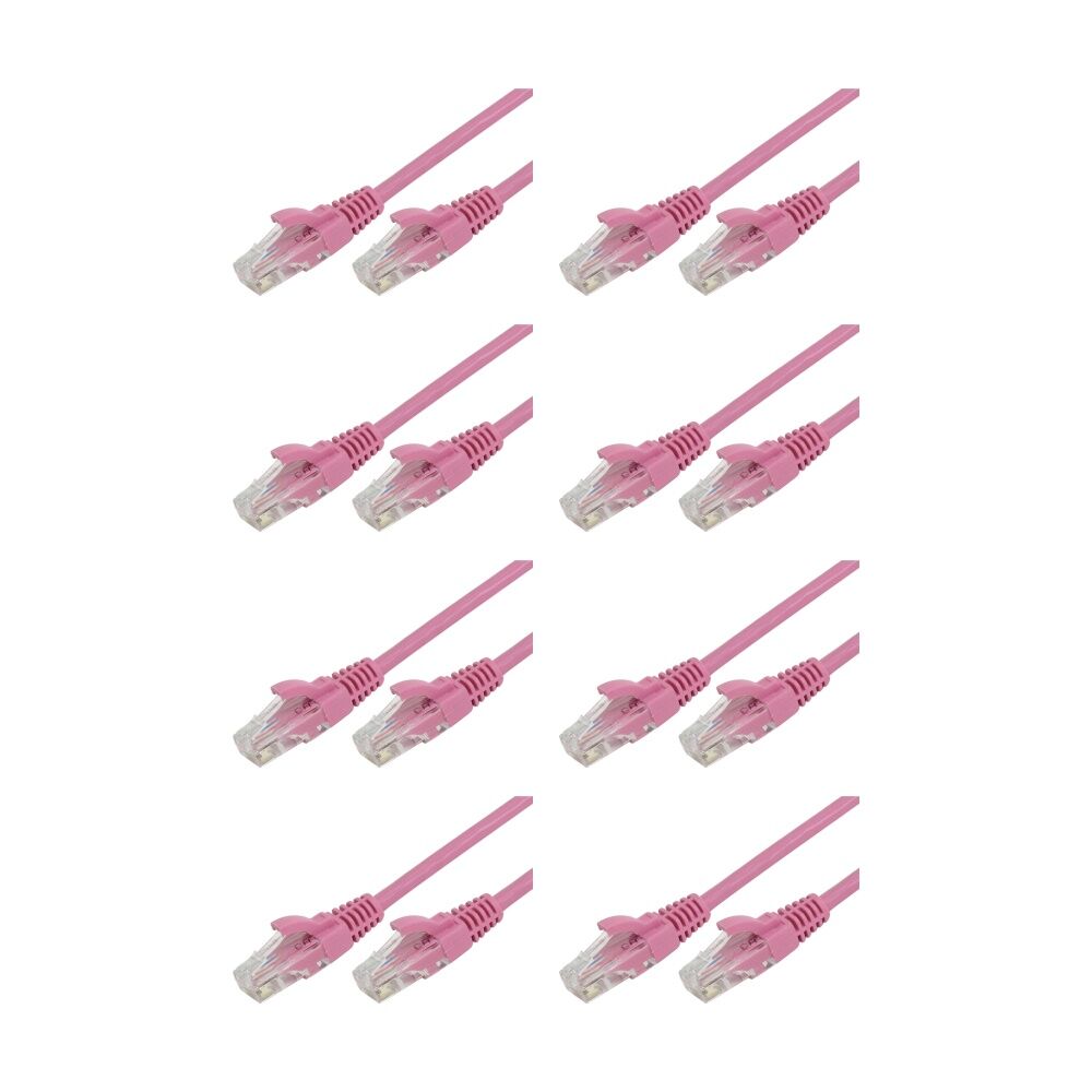 8PK Comsol RJ45 Cat 6 Network Gigabit Ethernet Patch Cable 1 Metre Pink
