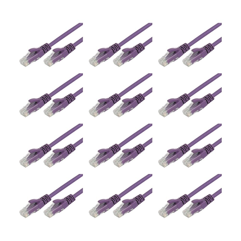 12PK Comsol RJ45 Cat 6 Network Gigabit Ethernet Patch Cable 2 Metres Purple