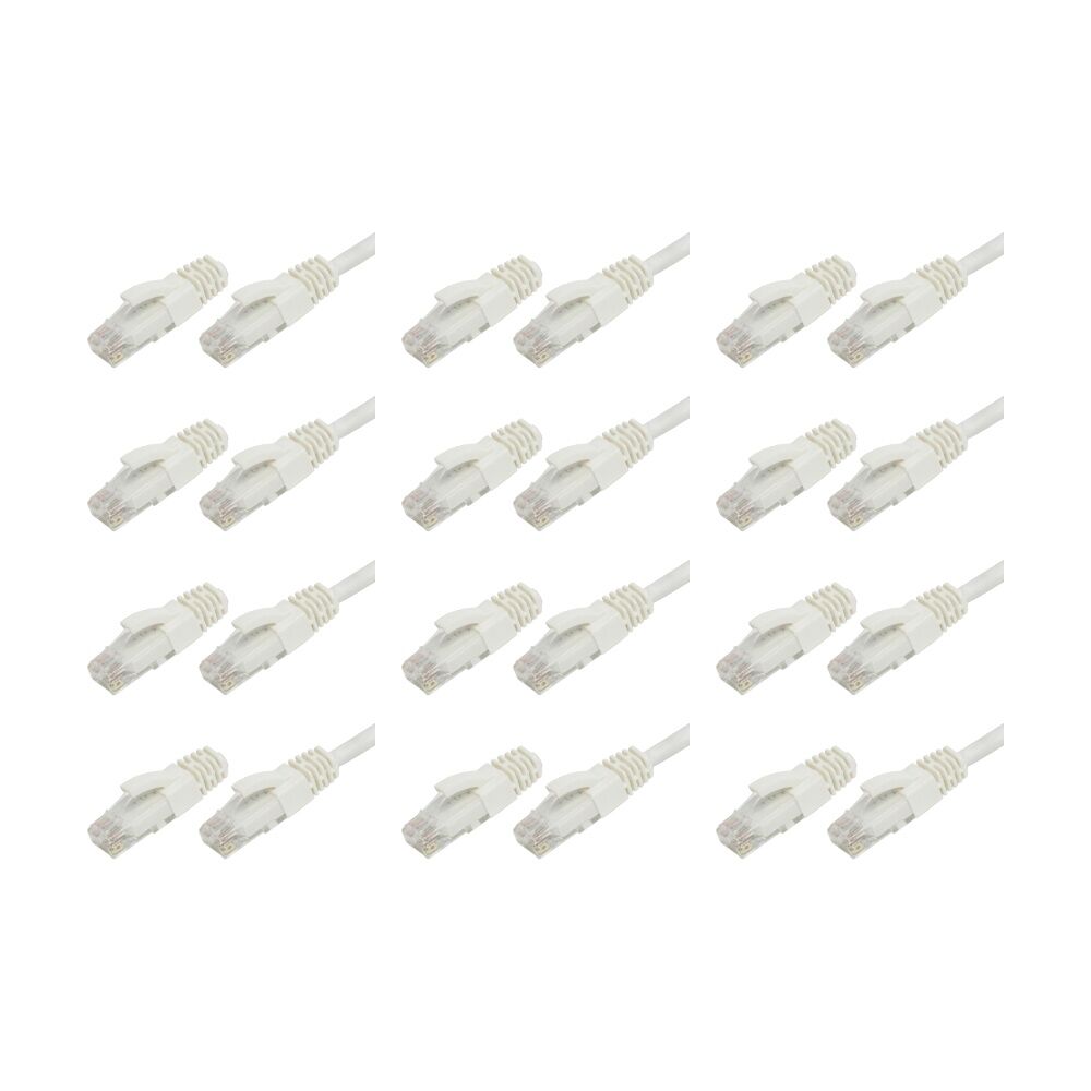 12PK Comsol RJ45 Cat 6 Network Gigabit Ethernet Patch Cable 2 Metres White