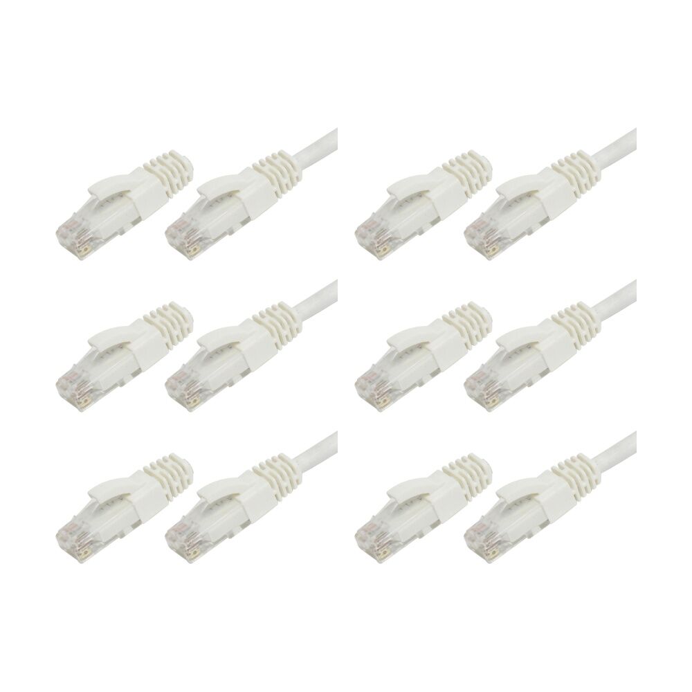 6PK Comsol RJ45 Cat 6 Network Gigabit Ethernet Patch Cable 2 Metres White