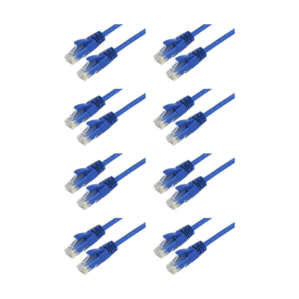 8PK Comsol Cat 6A UTP Snagless Patch Gigabit Ethernet Cable LSZH 2 Metres Blue