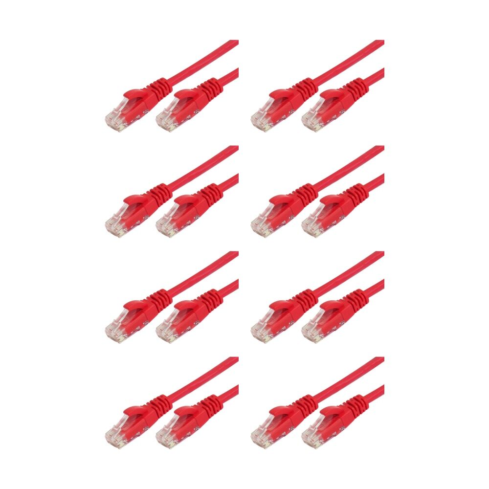 8PK Comsol RJ45 Cat 6 Crossover Gigabit Ethernet Cable 3 Metres Red