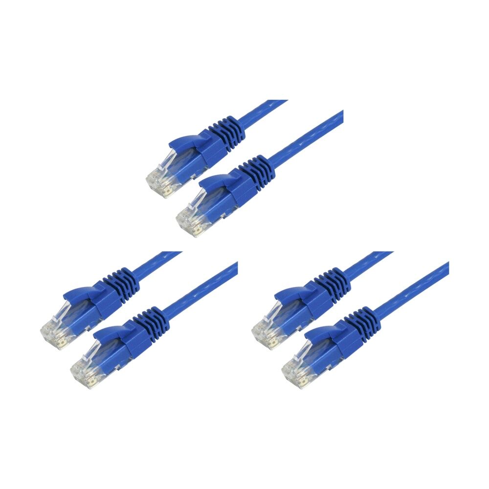 3PK Comsol RJ45 Cat 6 Network Gigabit Ethernet Patch Cable 5 Metres Blue