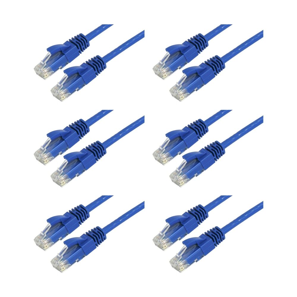 6PK Comsol RJ45 Cat 6 Network Gigabit Ethernet Patch Cable 5 Metres Blue