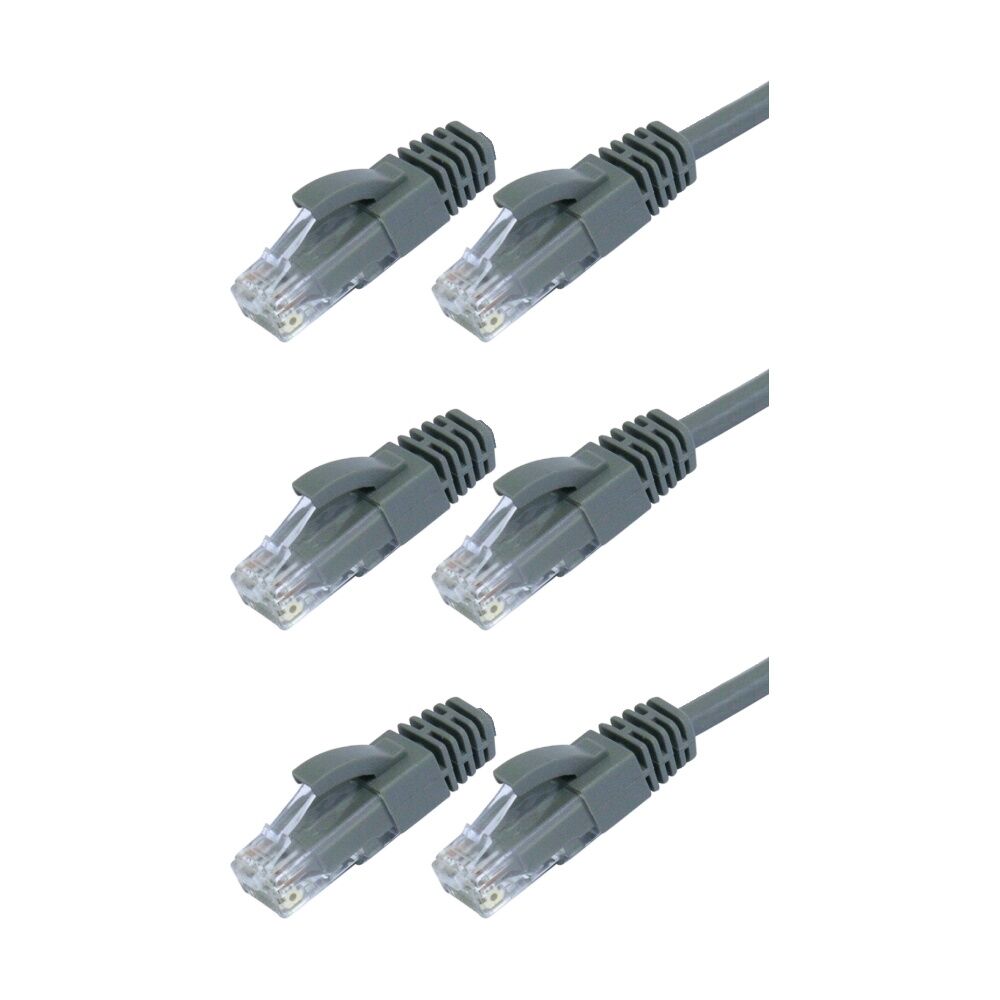 3PK Comsol RJ45 Cat 6 Network Gigabit Ethernet Patch Cable 5 Metres Grey