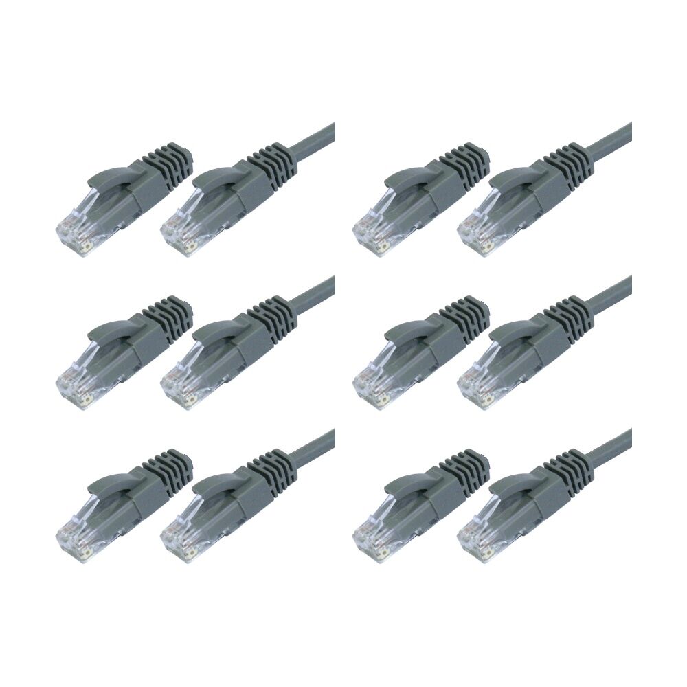 6PK Comsol RJ45 Cat 6 Network Gigabit Ethernet Patch Cable 5 Metres Grey