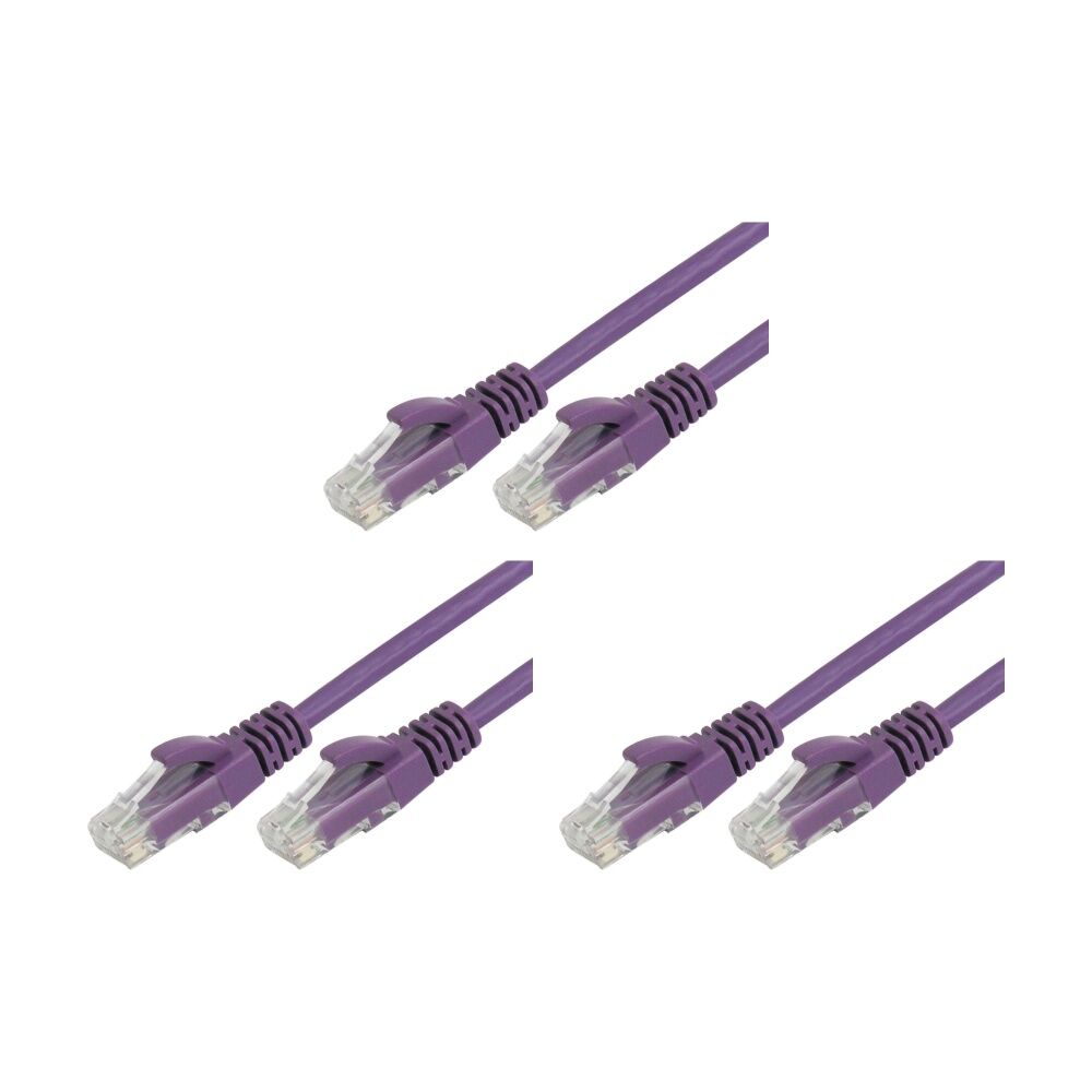 3PK Comsol RJ45 Cat 6 Network Gigabit Ethernet Patch Cable 5 Metres Purple