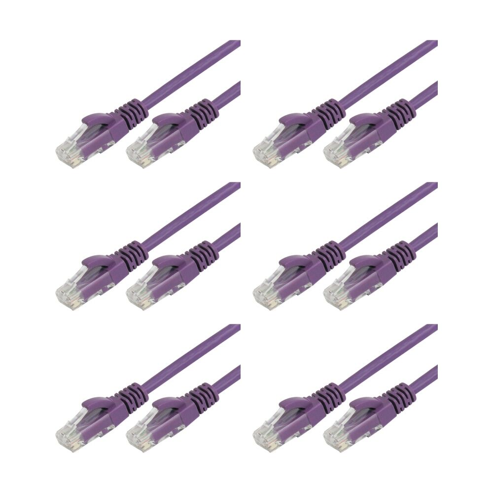 6PK Comsol RJ45 Cat 6 Network Gigabit Ethernet Patch Cable 5 Metres Purple