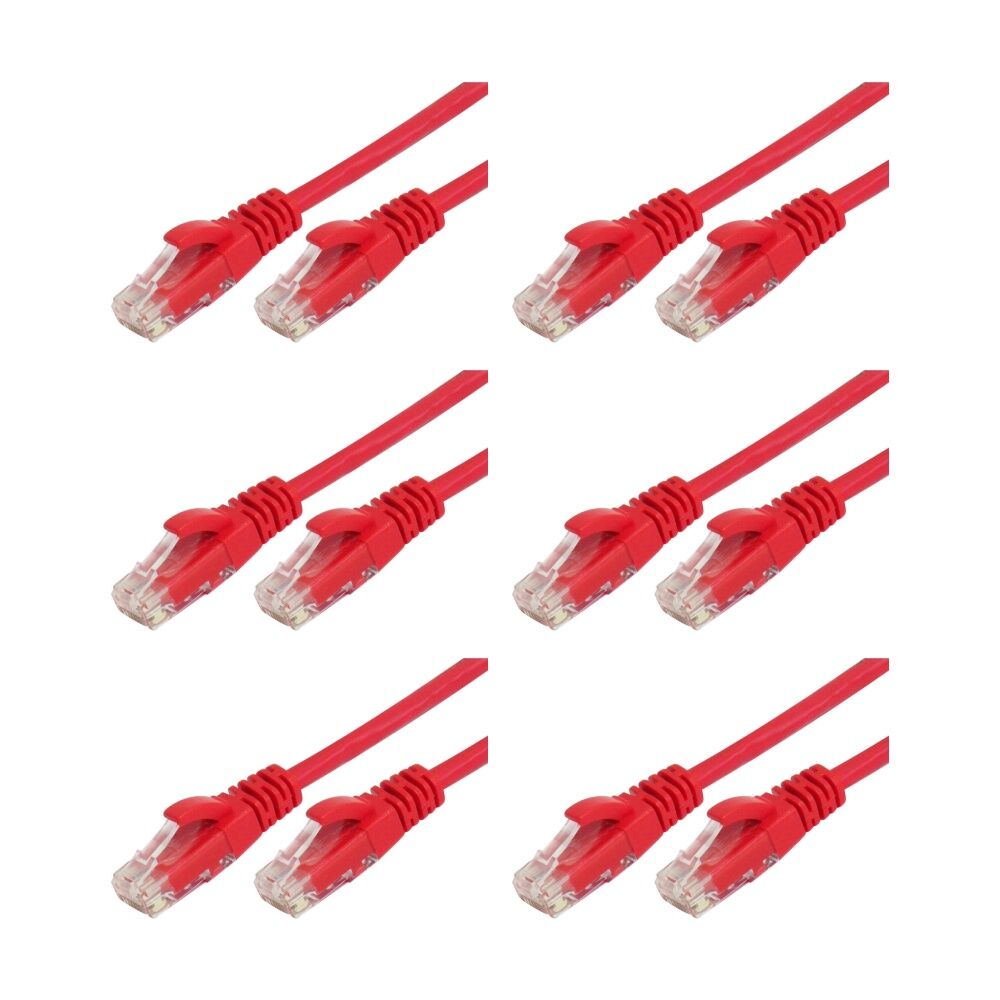 6PK Comsol RJ45 Cat 6 Network Gigabit Ethernet Patch Cable 5 Metres Red