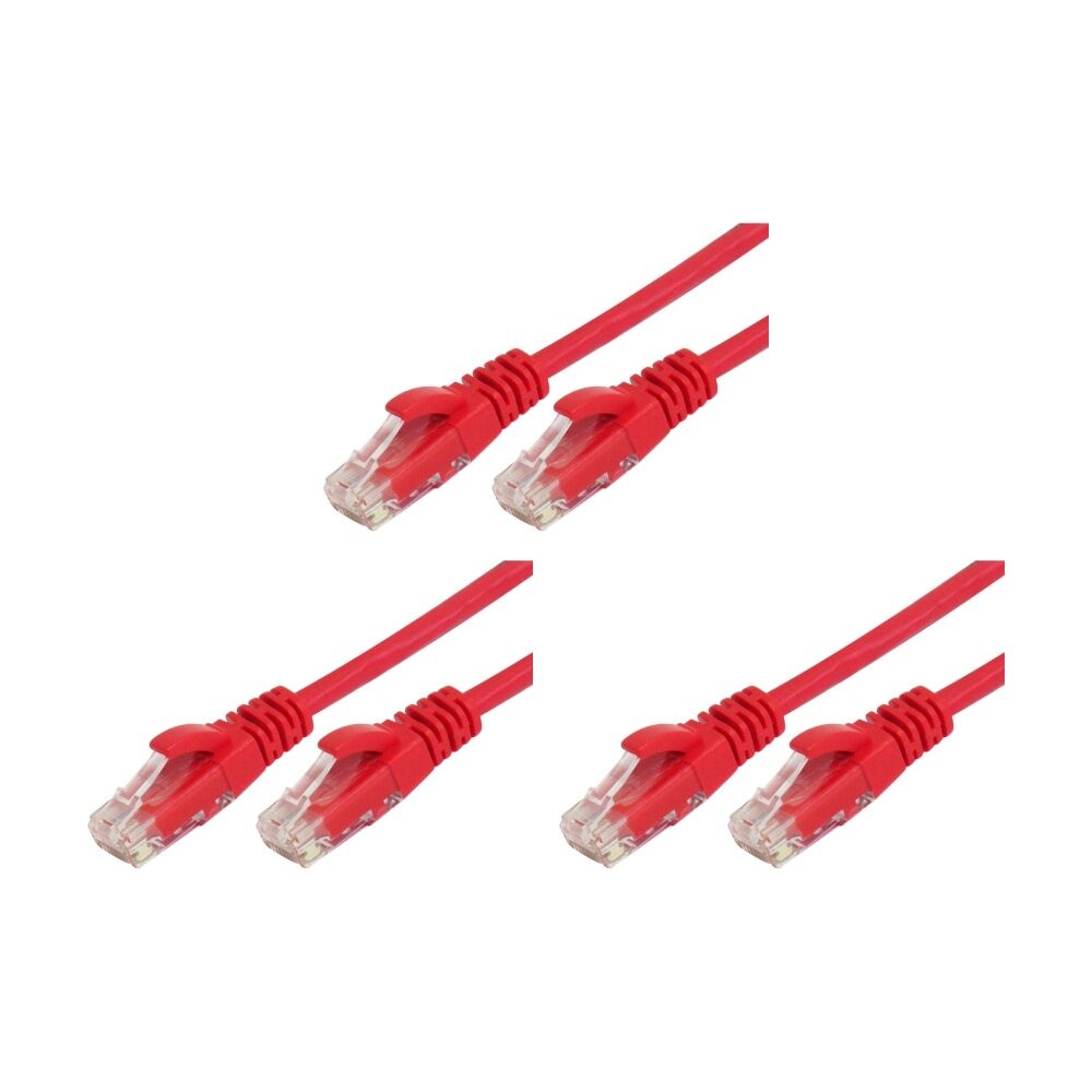 3PK Comsol RJ45 Cat 6 Crossover Gigabit Ethernet Cable 5 Metres Red