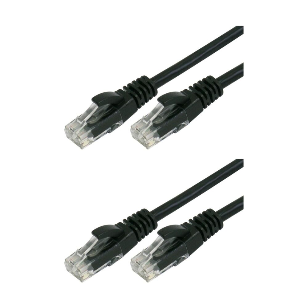 2PK Comsol RJ45 Cat 6 Network Gigabit Ethernet Patch Cable 10 Metres Black