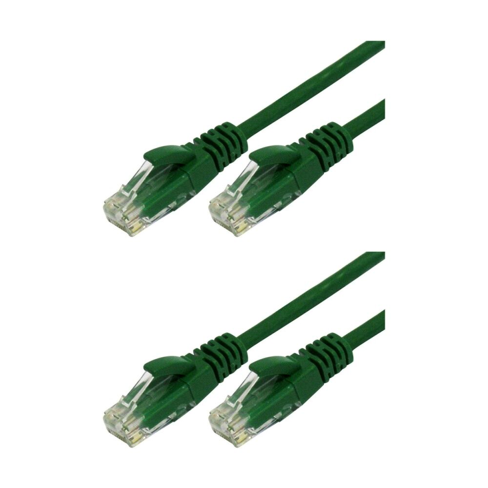 2PK Comsol RJ45 Cat 6 Network Gigabit Ethernet Patch Cable 10 Metres Green