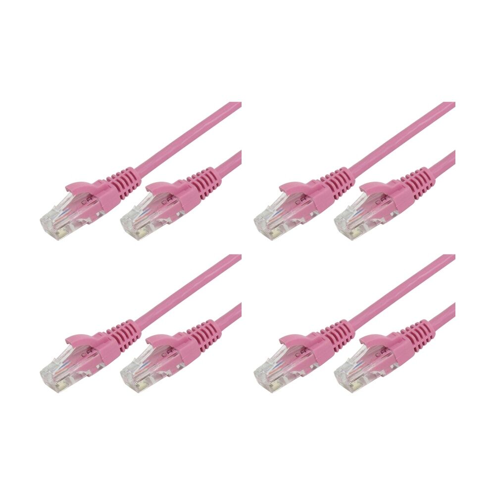 4PK Comsol RJ45 Cat 6 Network Gigabit Ethernet Patch Cable 10 Metres Pink