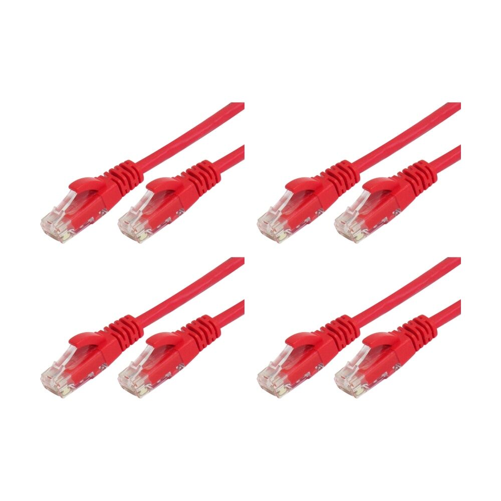 4PK Comsol RJ45 Cat 6 Crossover Gigabit Ethernet Cable 10 Metres Red
