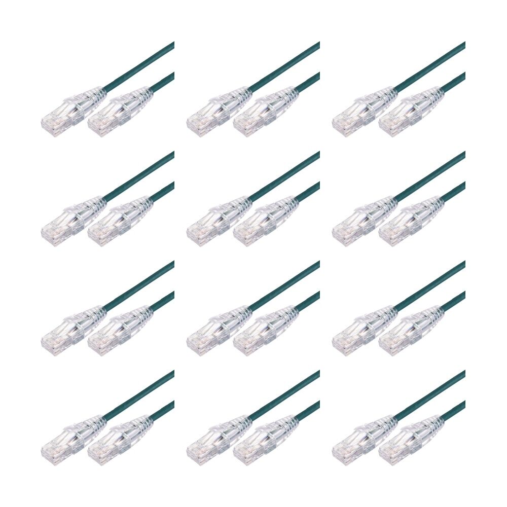 12PK Comsol Ultra Thin Cat 6A UTP Snagless Patch Cable LSZH 1 Metre Green