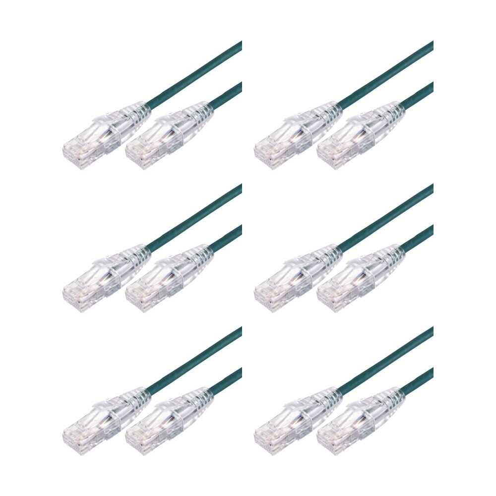 6PK Comsol Ultra Thin Cat 6A UTP Snagless Patch Cable LSZH 1 Metre Green