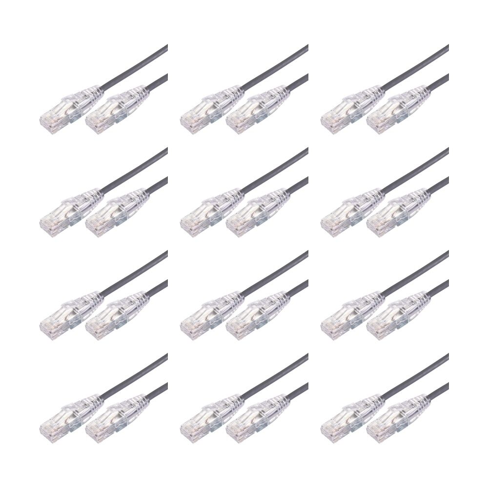 12PK Comsol Ultra Thin Cat 6A UTP Snagless Patch Cable LSZH 1 Metre Grey