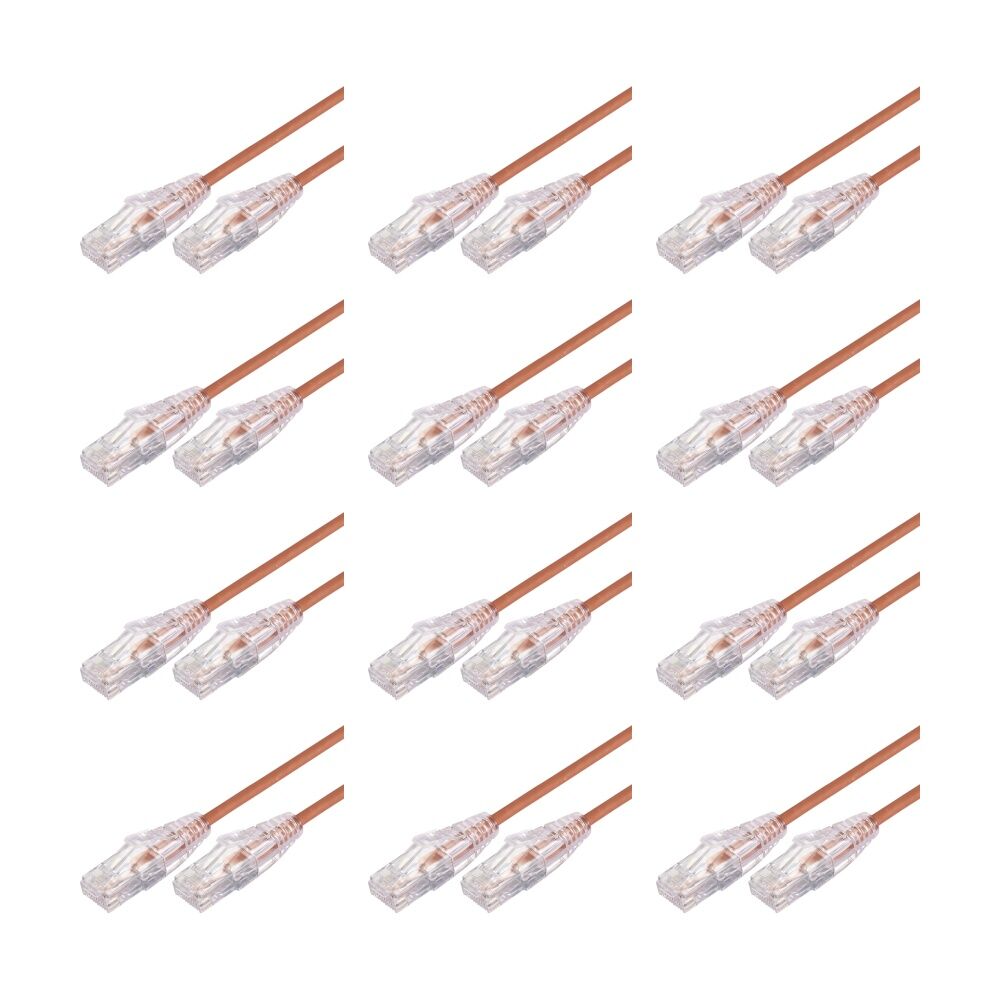 12PK Comsol Ultra Thin Cat 6A UTP Snagless Patch Cable LSZH 1 Metre Orange