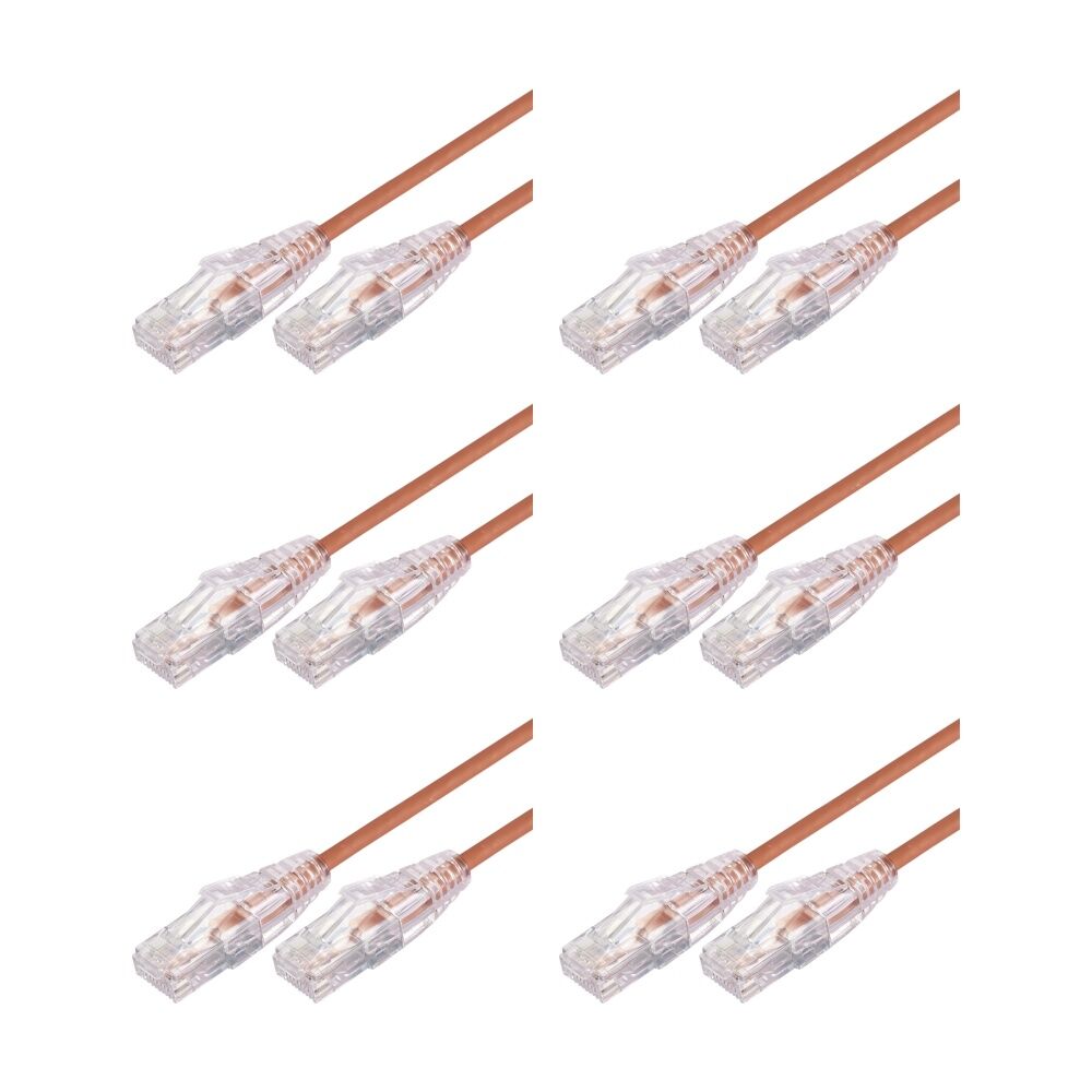 6PK Comsol Ultra Thin Cat 6A UTP Snagless Patch Cable LSZH 1 Metre Orange