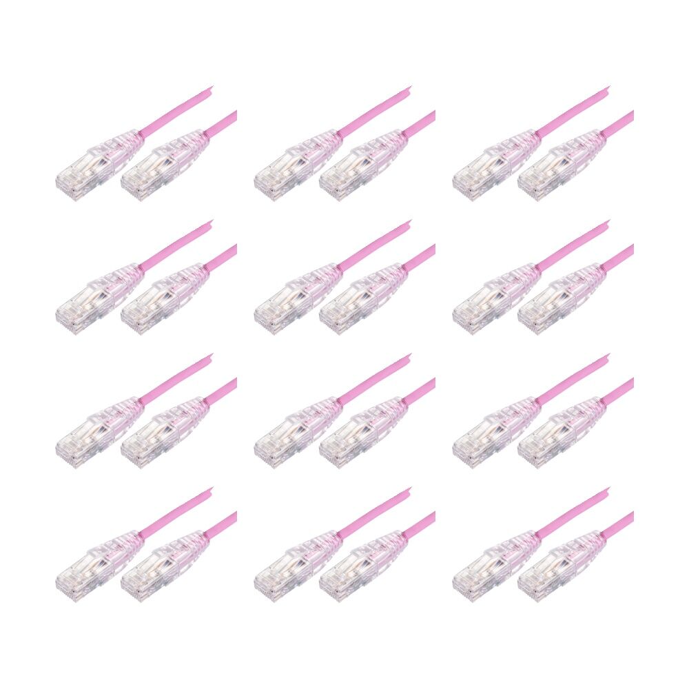 12PK Comsol Ultra Thin Cat 6A UTP Snagless Patch Cable LSZH 1 Metre Pink