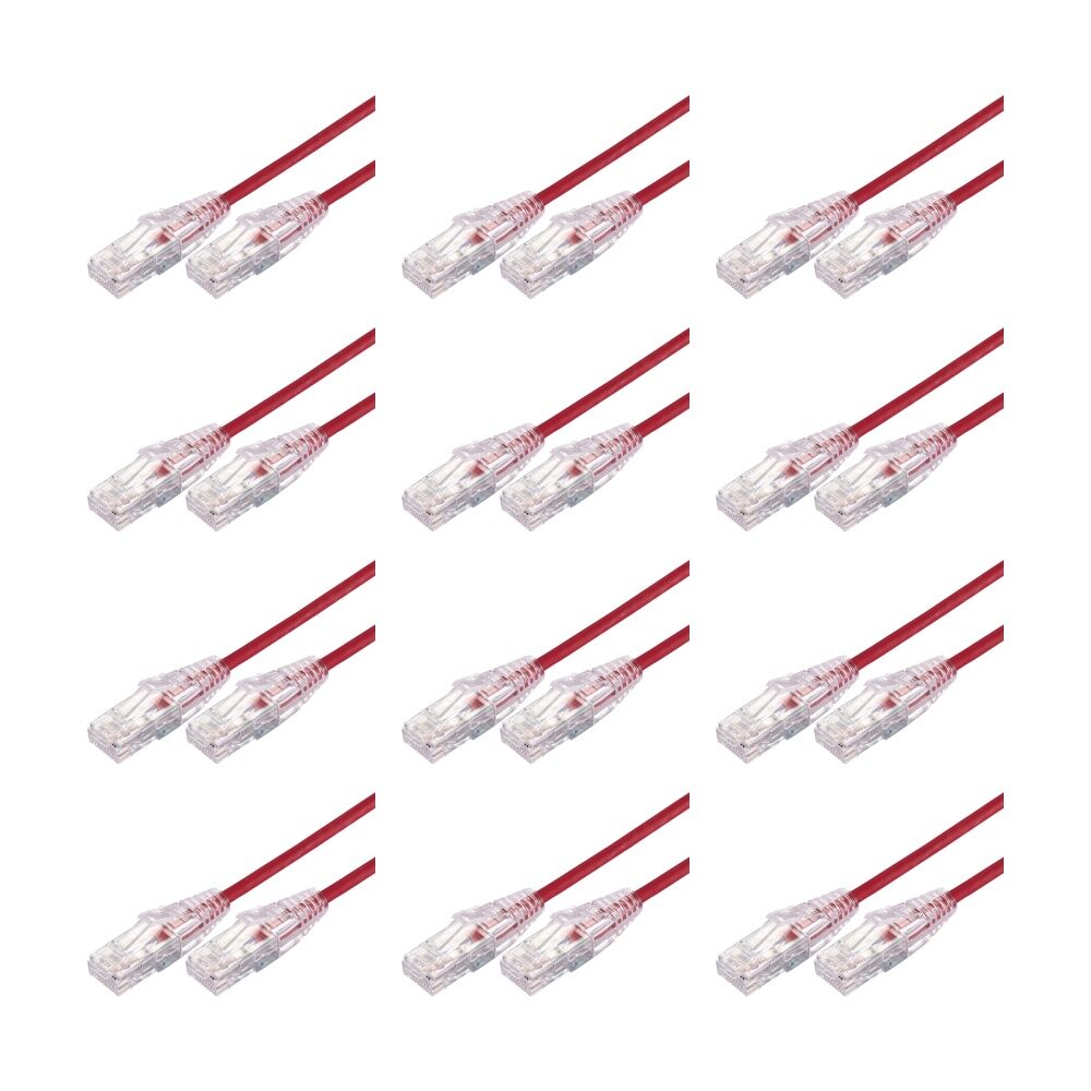 12PK Comsol Ultra Thin Cat 6A UTP Snagless Patch Cable LSZH 1 Metre Red