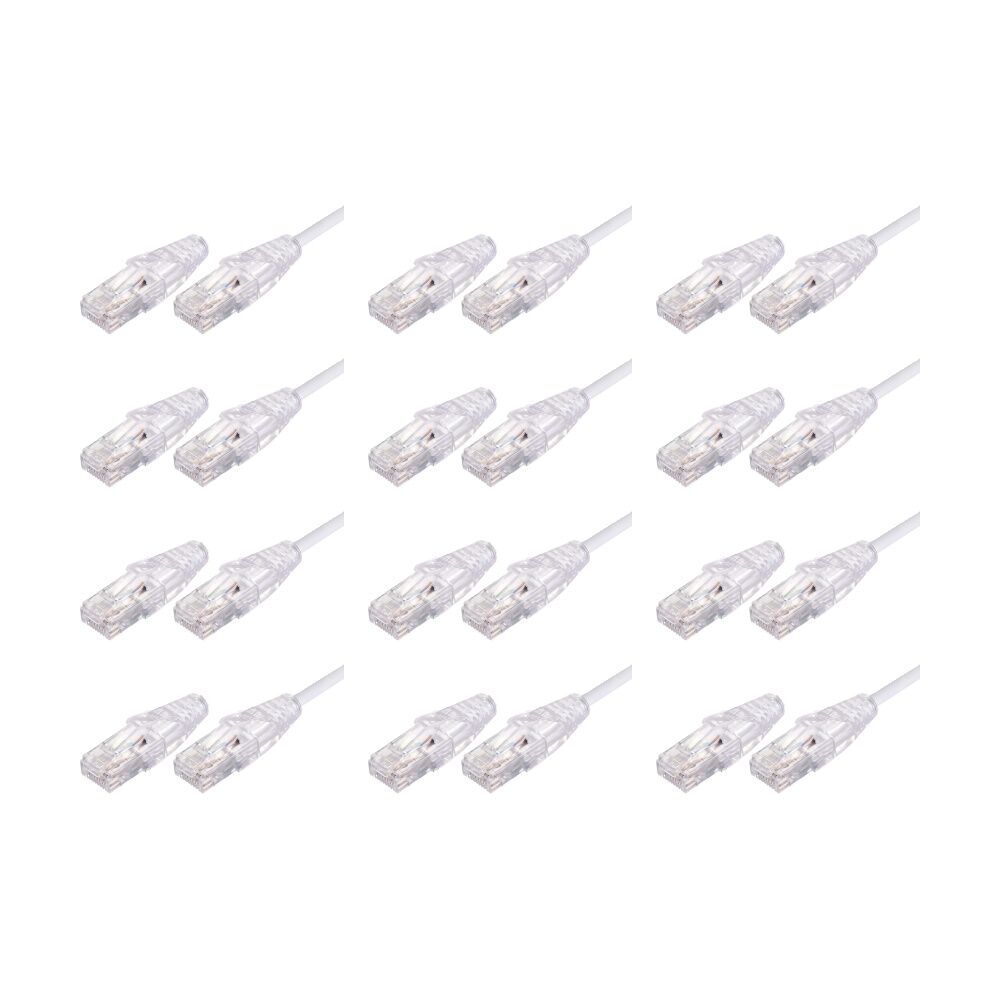 12PK Comsol Ultra Thin Cat 6A UTP Snagless Patch Cable LSZH 1 Metre White