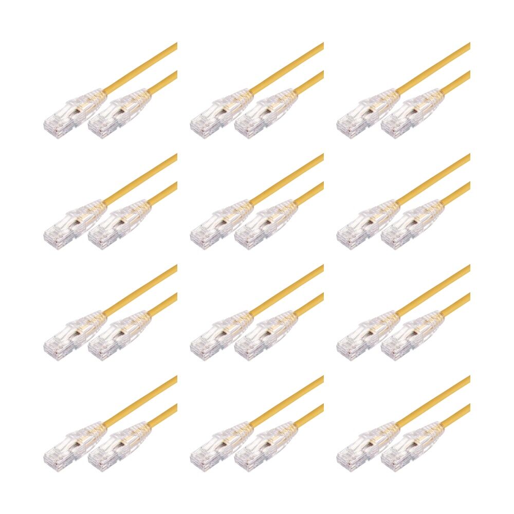 12PK Comsol Ultra Thin Cat 6A UTP Snagless Patch Cable LSZH 1 Metre Yellow