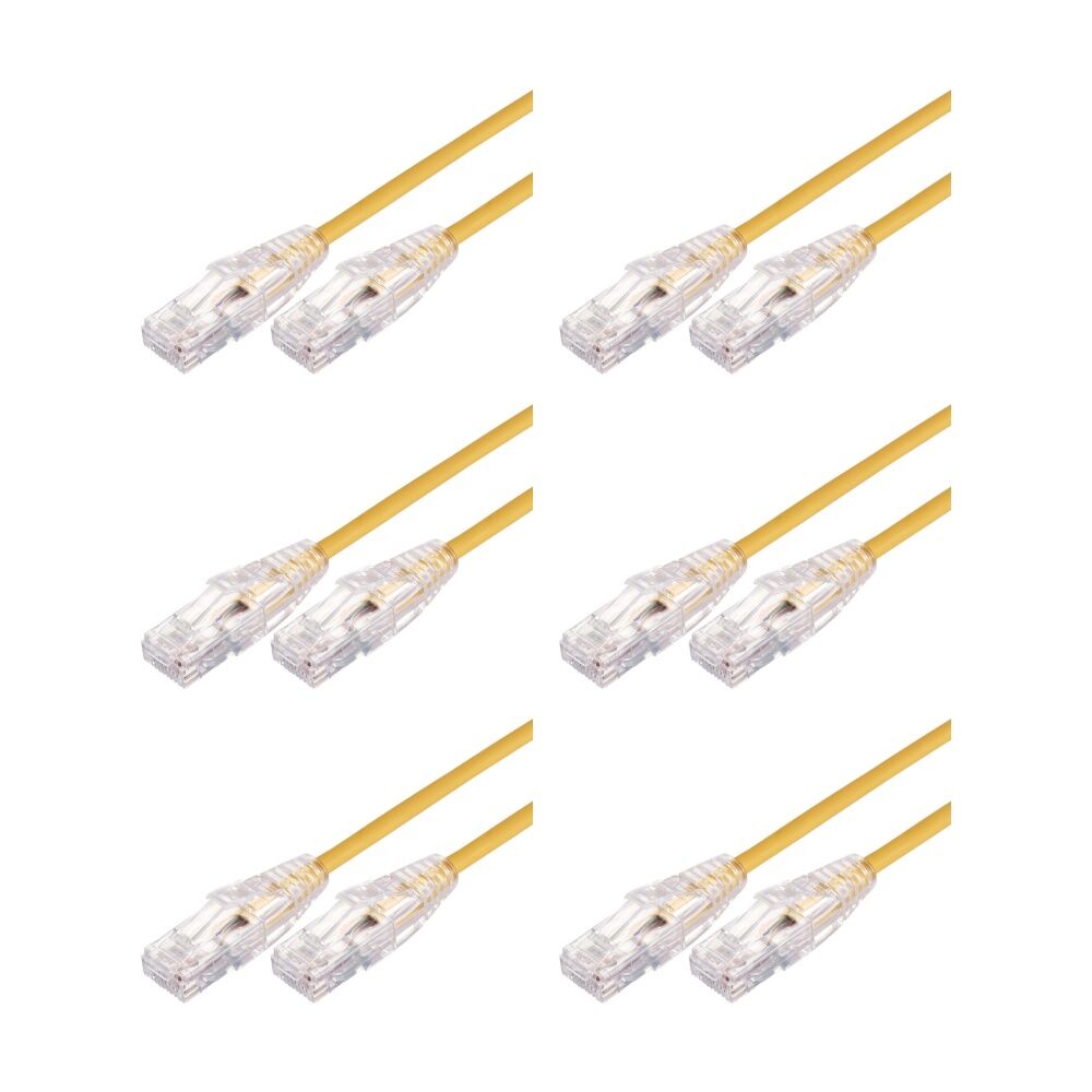 6PK Comsol Ultra Thin Cat 6A UTP Snagless Patch Cable LSZH 1 Metre Yellow