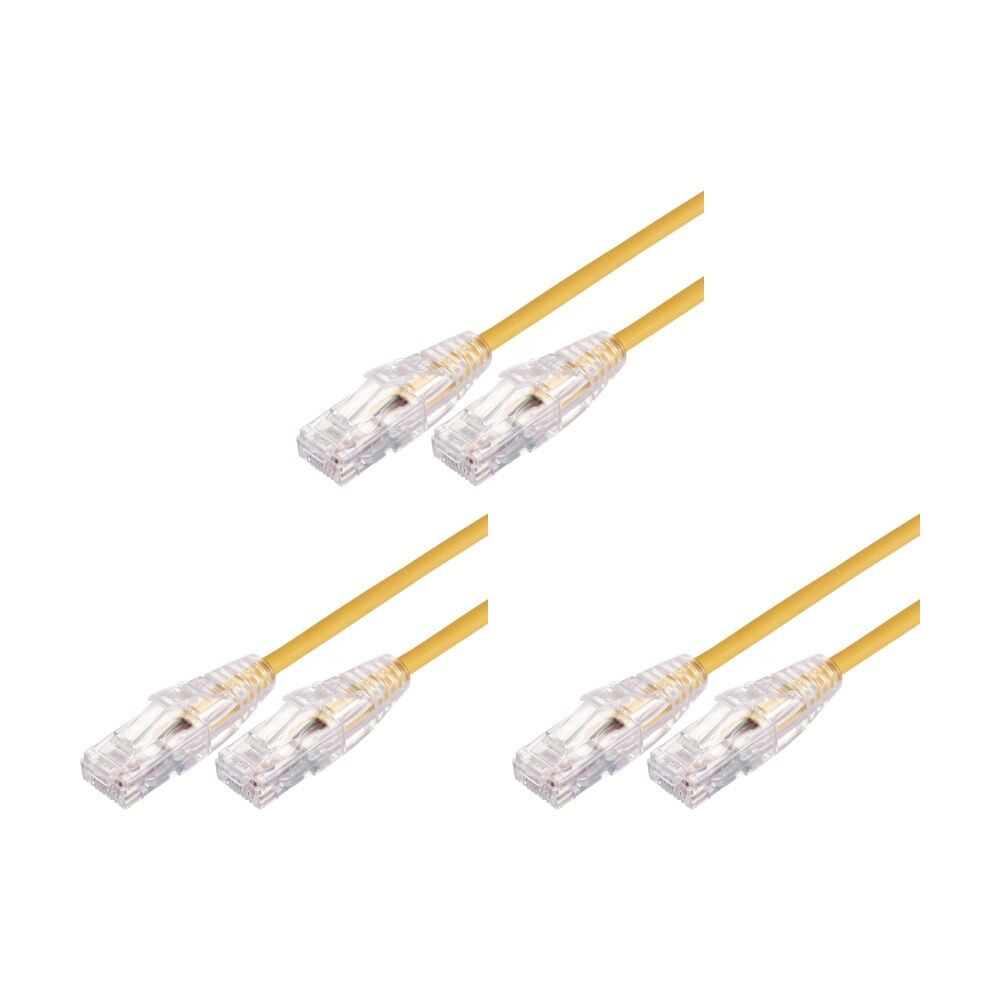 3PK Comsol Ultra Thin Cat 6A UTP Snagless Patch Cable LSZH 3 Metres Yellow