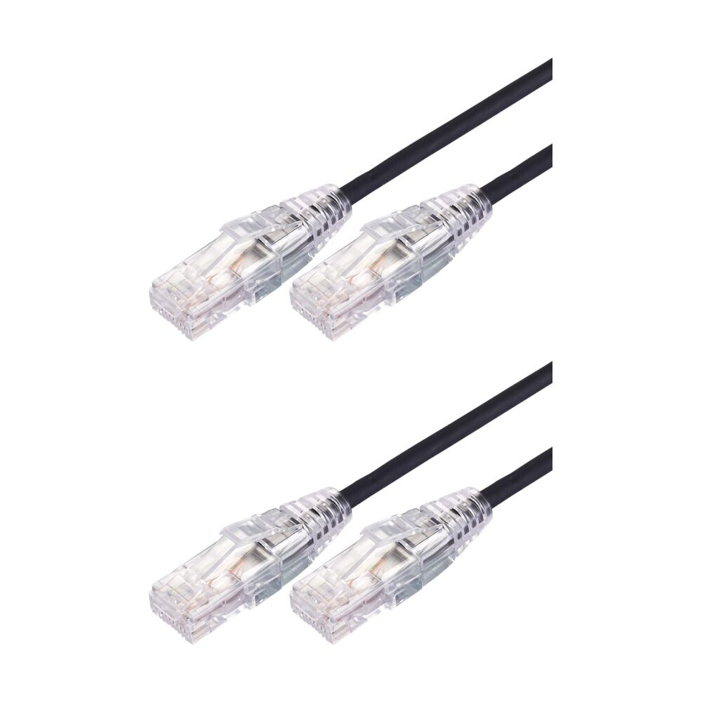 2PK Comsol Ultra Thin Cat 6A UTP Snagless Patch Cable LSZH 5 Metres Black