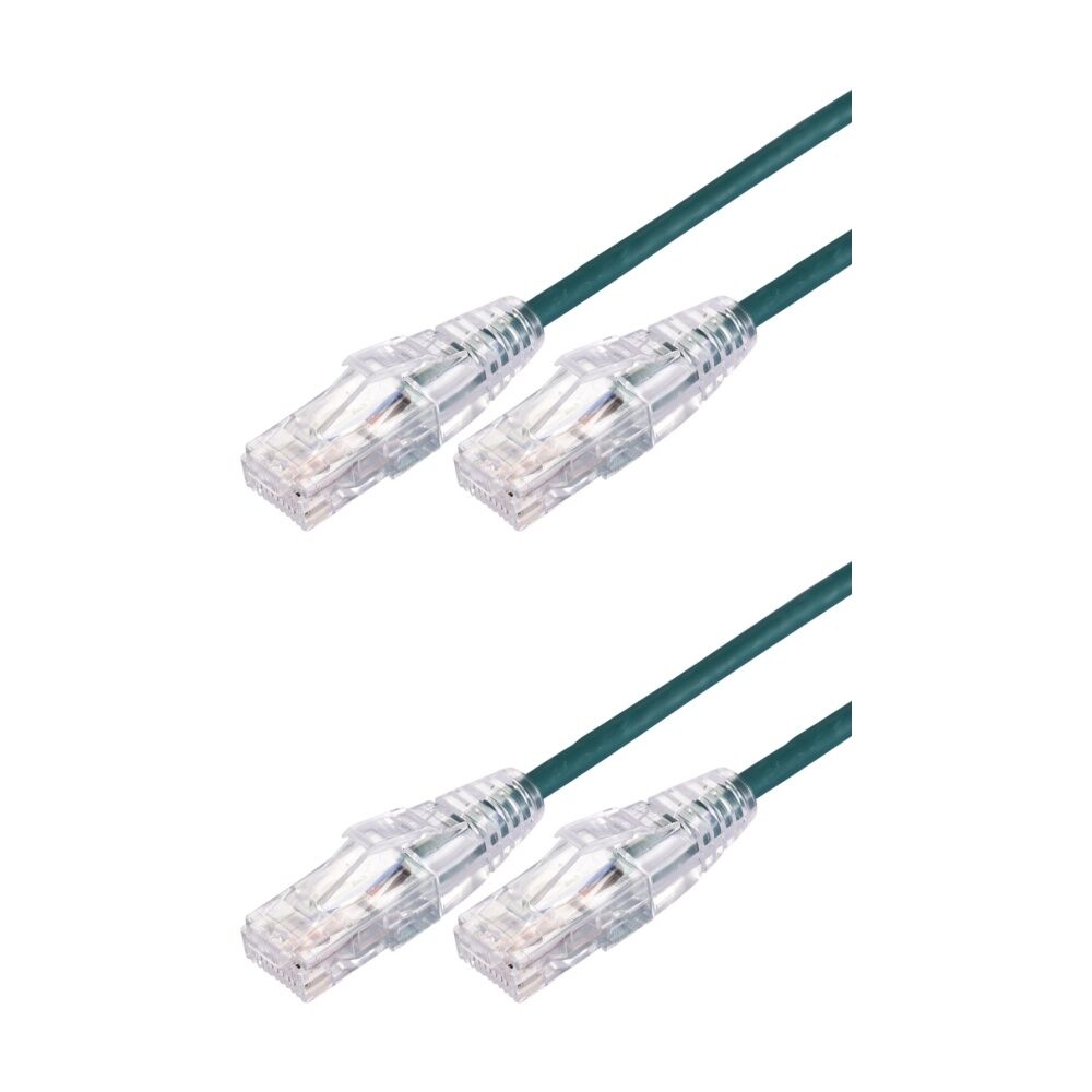 2PK Comsol Ultra Thin Cat 6A UTP Snagless Patch Cable LSZH 5 Metres Green