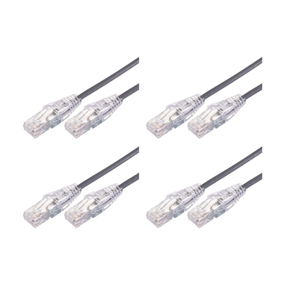 4PK Comsol Ultra Thin Cat 6A UTP Snagless Patch Cable LSZH 5 Metres Grey