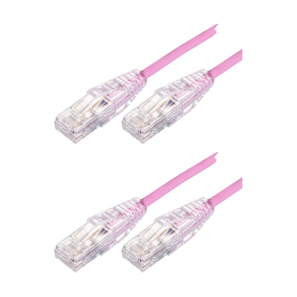 2PK Comsol Ultra Thin Cat 6A UTP Snagless Patch Cable LSZH 5 Metres Pink