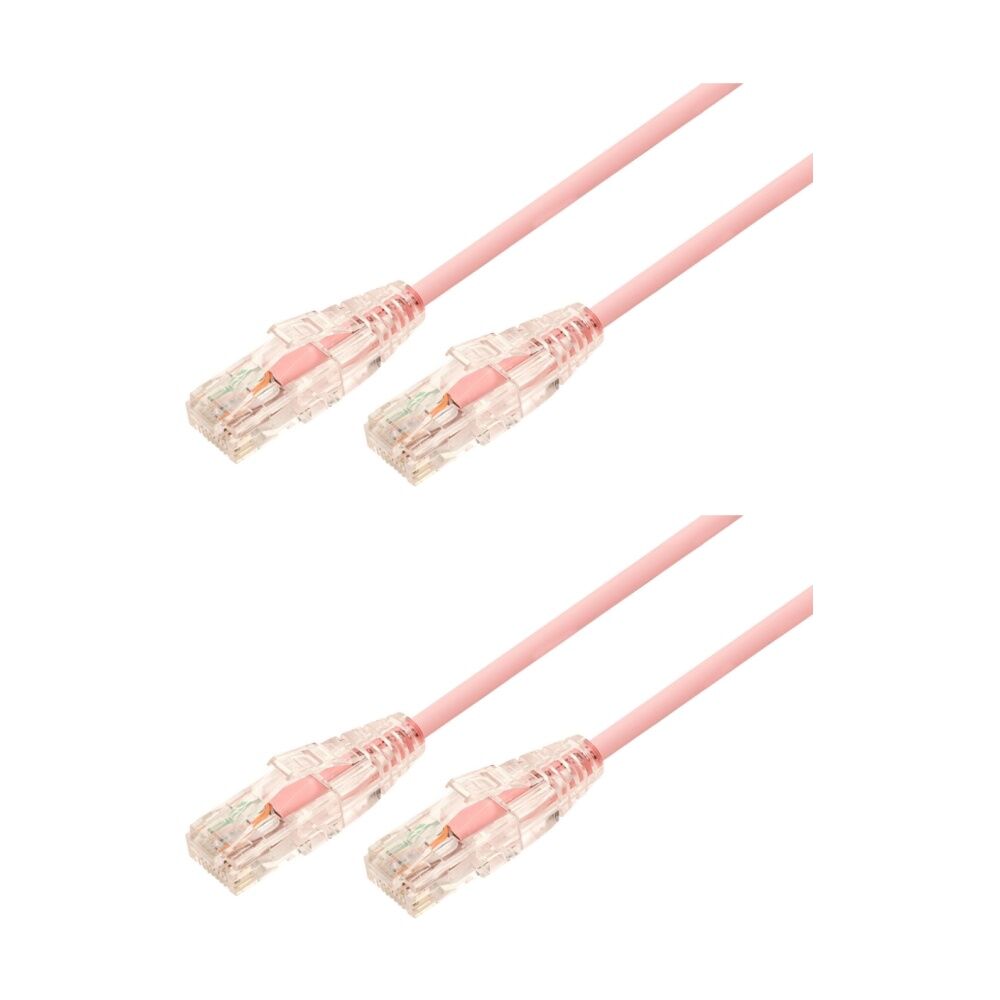 2PK Comsol Ultra Thin Cat 6A UTP Snagless Patch Cable LSZH 5 Metres Salmon Pink