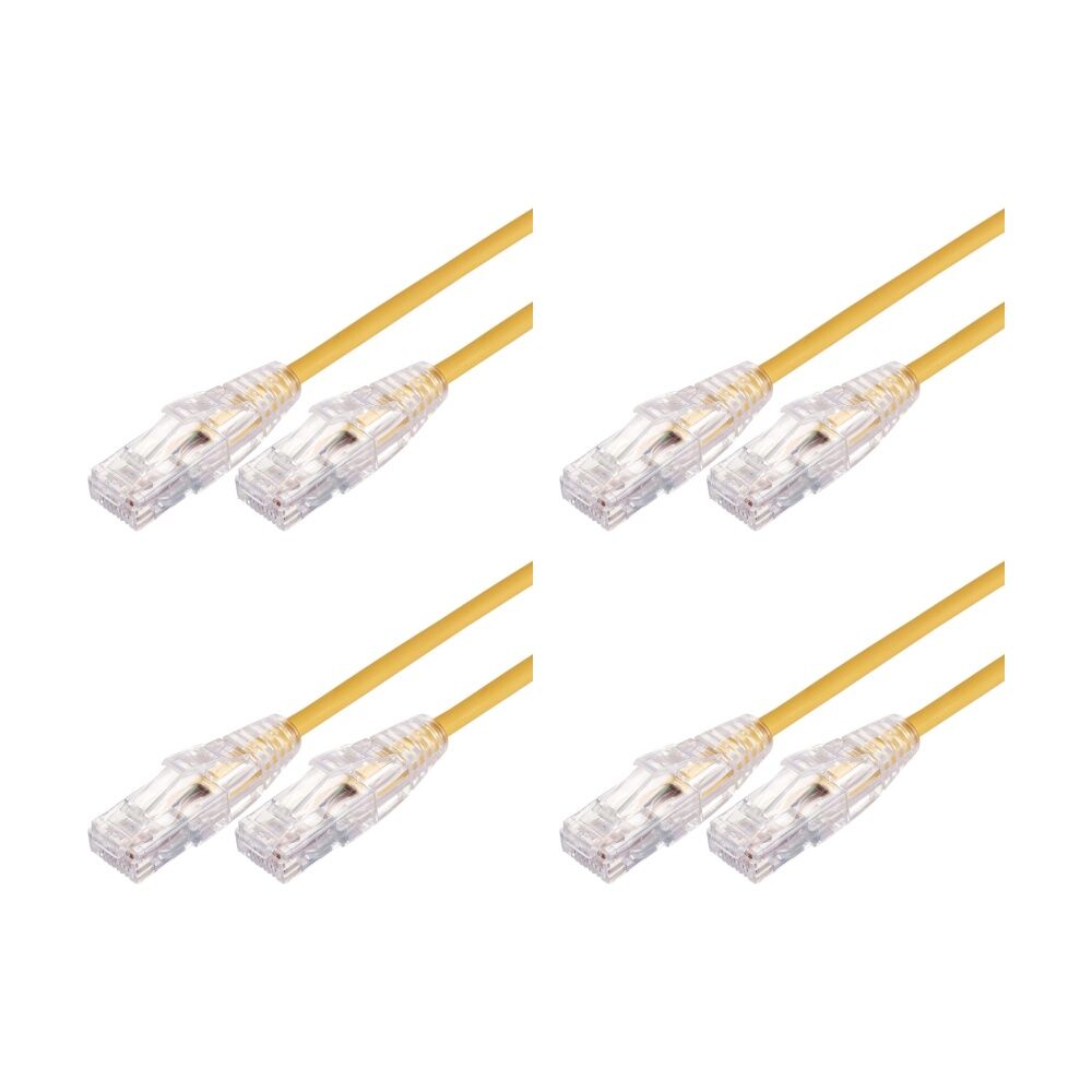 4PK Comsol Ultra Thin Cat 6A UTP Snagless Patch Cable LSZH 5 Metres Yellow