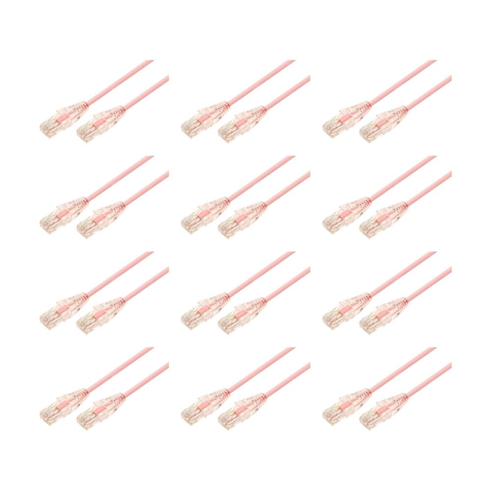 12PK Comsol Ultra Thin Cat 6A UTP Snagless Patch Cable LSZH 1.5m Salmon Pink