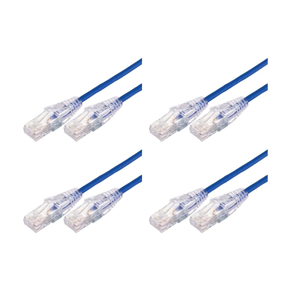 4PK Comsol Ultra Thin Cat 6A UTP Snagless Patch Cable LSZH 10 Metres Blue